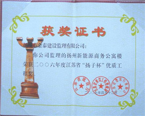 新能源商務(wù)公寓工程，2006年度江蘇省“揚(yáng)子杯”優(yōu)質(zhì)工程獎(jiǎng)